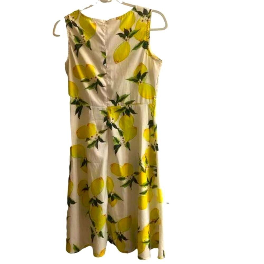 Lemon Print Sleeveless Fit &‎ Flare Sun Dress Size Medium - Picture 3 of 8
